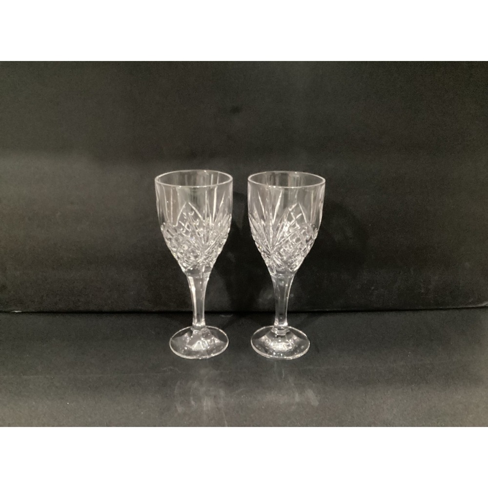 Dublin by Godinger Clear Crystal Wine Glass Goblets HEAVY 8" Set of 2